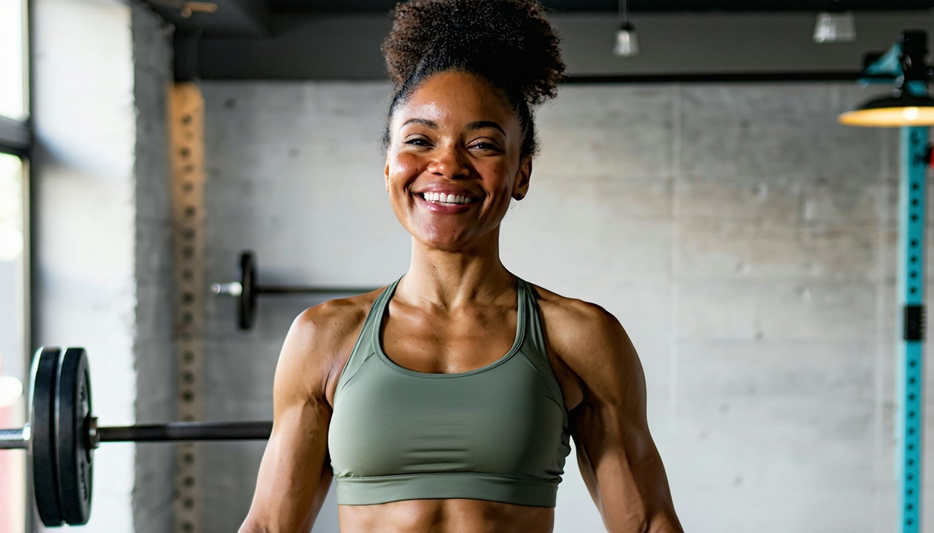 Happy client after completing a workout