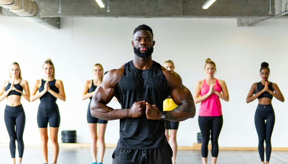 Personal trainer leading a fitness class